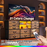 EnHomee Dresser TV Stand for 60''TV Stand for Living Room with Power Outlet & LED Lights Entertainment Center with 12 Fabric Drawer Long Dresser TV Stand for Bedroom Dresser, 49.2"W x 35.4"H x 11.8"D EnHomee