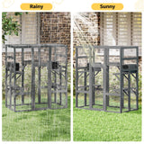 NYEEKOY 71Inches Large Wood Catio Outdoor Cat Enclosure with Perches and Condos, Cat House Indoor with Waterproof Roof, Cat Shelter 7 Platforms & 2 Resting Box, UV Resistant (Grey) Nyeekoy