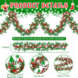 50 FT Christmas Decorations Tinsel Garland with Snowflake Christmas Tree, Red Green Silver Shiny Metallic Twist Christmas Garland for Home Tree Mantle Stairs Indoor Outdoor Holiday Xmas Party Decor Lairyan