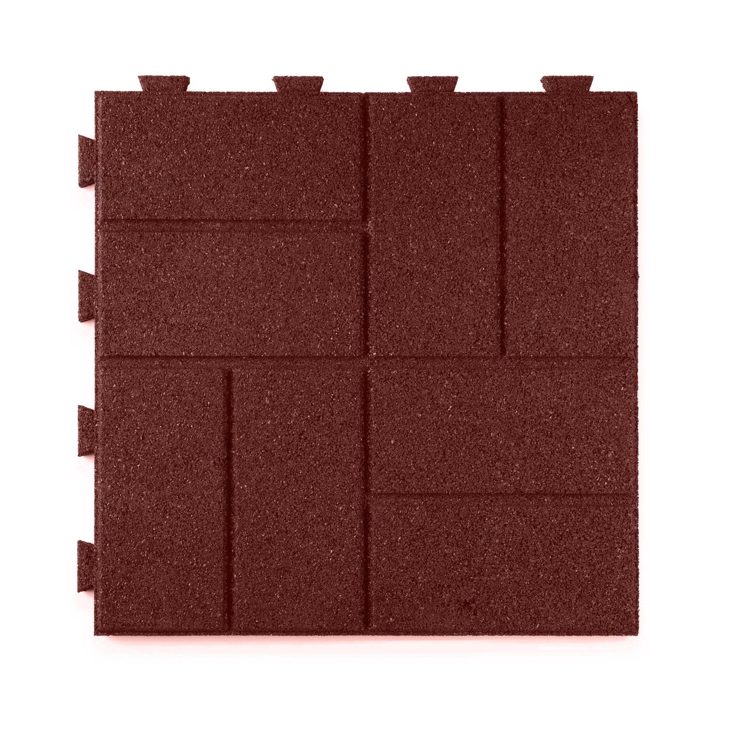 Playsafer Brick Rubber Interlocking Tiles | 16 X 16 | Easy Install for Indoor and Outdoor Use (Red, 20 Tiles)