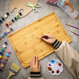 Eaasty 12 Set Extra Large Plain Cutting Board Bulk Heavy Duty Wood Cutting Boards Set with Juice Groove for Kitchen Wedding Housewarming Crafts Gifts, Pre Oiled (18" x 12",Bamboo) Eaasty