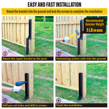 Epcee Heavy Duty Steel Fence Post Repair Stakes, Fence Post Anchor Ground Spike, for Repair Tilted/Broken Wood Fence Post (4 Pack/Black） Epcee