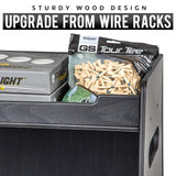 GoSports Premium Wooden Sports Equipment Organizer with Storage Hooks - Golf Bag Rack and Multi-Sport Ball Bin for Garage GoSports