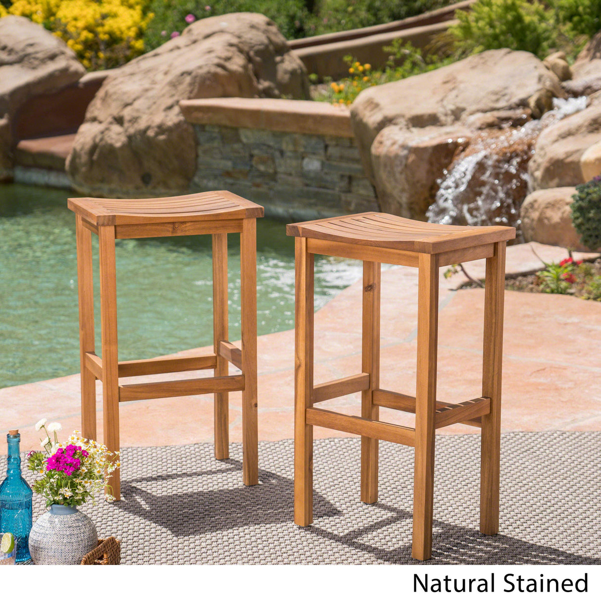 Christopher Knight Home Caribbean Outdoor 30" Acacia Wood Barstools, 2-Pcs Set, Natural Stained Christopher Knight Home