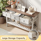 Maupvit Rustic Entryway Table with Large Storage Space, Farmhouse Feel Console Table for Entryway, Sturdy & Reliable Structure Sofa Table, Easy to Assemble Entry Table Maupvit