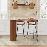 55" Long Bar Table, Fluted Wood Counter Height Pub Table, High Top Kitchen Breakfast Bar Tables with Sturdy Metal Frame, Modern Bar Height Dining Table for Bistro, Dining Room, Living Room YZRSTY