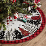 DISENB Christmas Tree Skirt 48 Inch, Red and Black Buffalo Plaid Xmas Tree Skirt, Winter Christmas Tree Mat for Home Party Holiday Indoor Outdoor Decorations DISENB