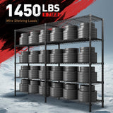 REIBII REIBII1450LBS Metal Shelving Unit Storage Shelves 5 Tier Wire Shelving 58.1''W Pantry Shelves Wire Shelf Adjustable Garage Shelving Heavy Duty Storage Rack for Pantry Kitchen Garage, Black REIBII