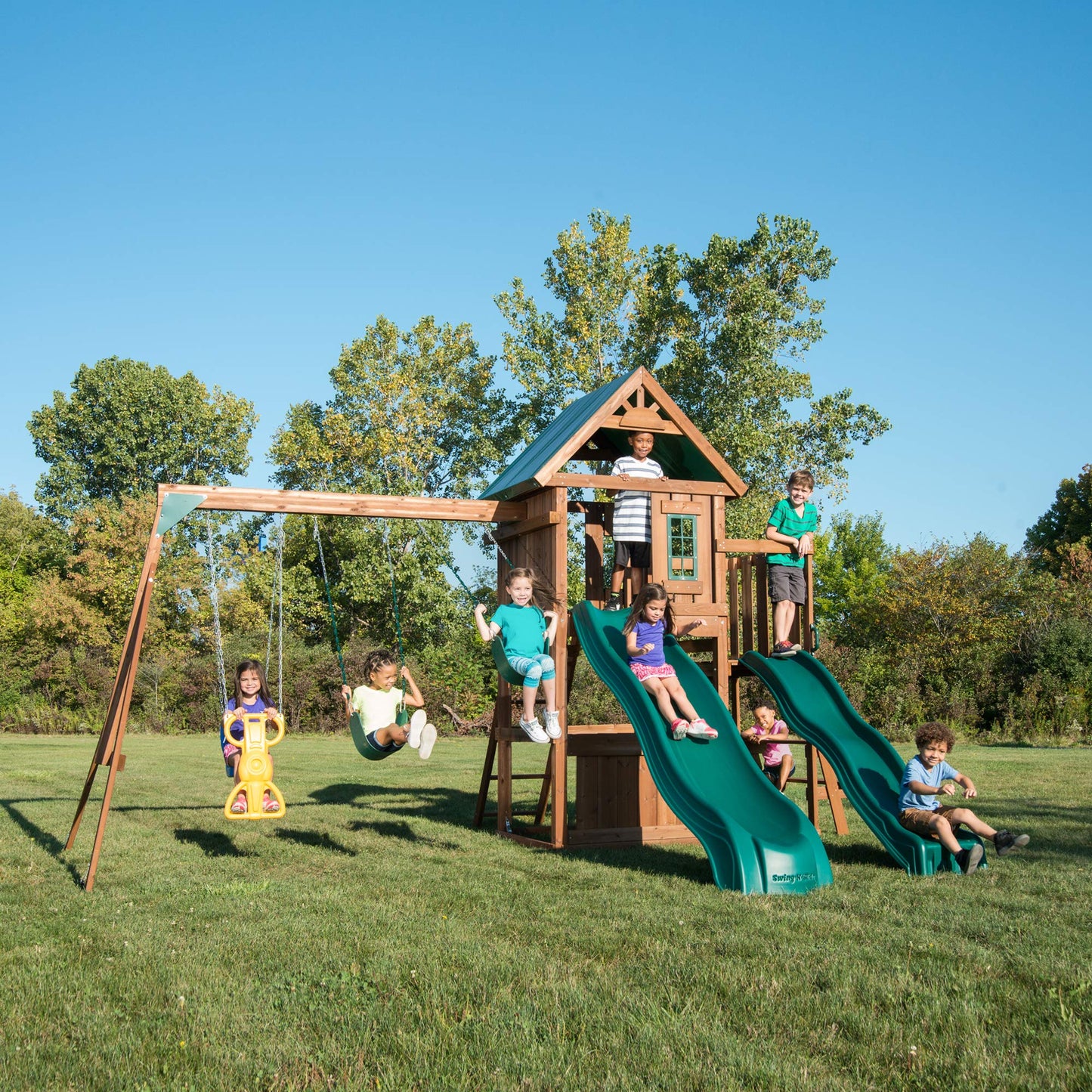 Swing-N-Slide WS 8350 Willows Peak Deluxe Swing Set, Wood - WoodArtSupply