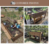 ketive Raised Garden Bed 55.5x24x32-inch Mobile Elevated Wood Planter with Lockable Wheels, Storage Shelf, Protective Liner （Brown） ketive