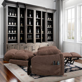 PUG258Y 4-Motor Power Lift Recliner Chair for Big and Tall Seniors: 9689Pro Lay Flat Lift Chair with Heat and Massage, Reclining to 180, Adjustable Headrest and Lumbar - Velvet Fabric - Nut Brown PUG258Y