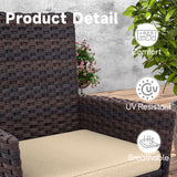 Trumbeak 15 Piece Outdoor Dining Set,Rattan Patio Conversation Set of 12 Chairs,Patio Dining Table and Chairs w/Cushions,Square Glass Tabletop,Umbrella Cutout for Patio,Sand Trumbeak