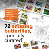 Castle Arts Butterflies Colouring Book | 72 Amazing Beauties Curated by in-House Artists with Colour Reference Guide | No Show-Through Artist Grade Paper | Collectable Landscape A4 Size (Butterflies) Castle Art Supplies