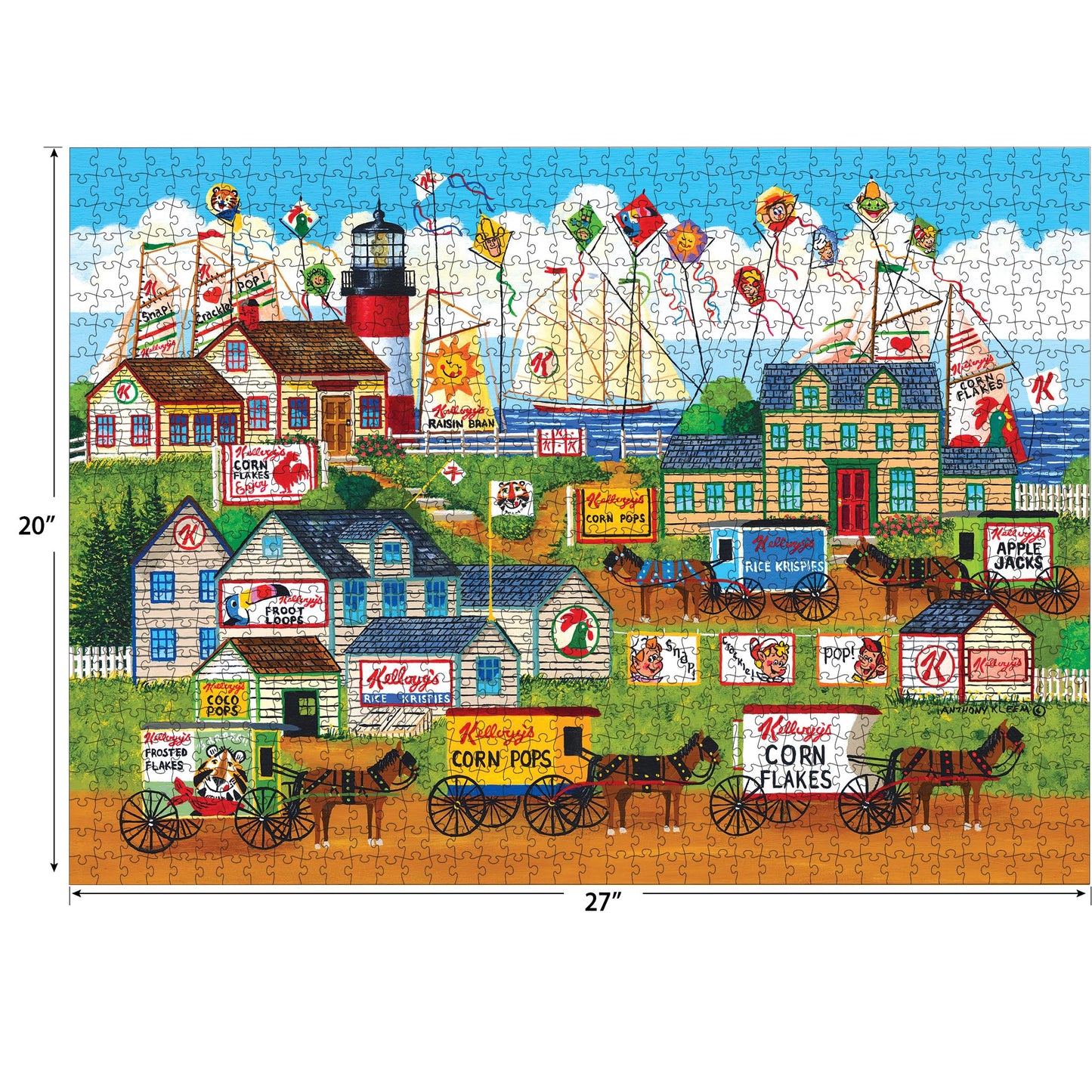 RoseArt - Kellogg's - Town by The Sea - 1000 Piece Jigsaw Puzzles for Adults