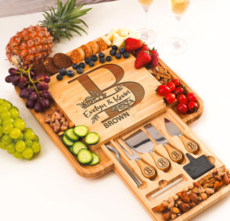 Personalized Charcuterie Board Gifts Set, Custom Large Cheese Board, Charcuterie Board for Wedding, Anniversary, Birthday, Housewarming, Engagement, Party, New Home Gift Couple, Fathers Day, Christmas Generic