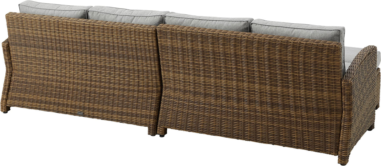 Crosley Furniture Bradenton 4-Piece Outdoor Sectional Sofa Wicker Conversation Patio Furniture Set for Deck, Brown with Gray Cushions Crosley Furniture