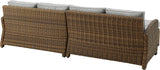 Crosley Furniture Bradenton 4-Piece Outdoor Sectional Sofa Wicker Conversation Patio Furniture Set for Deck, Brown with Gray Cushions Crosley Furniture