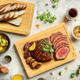 ROYAL CRAFT WOOD Wooden Serving Boards for Kitchen Meal & Cutting-Bamboo Cutting Board Set with Juice Groove Side Handles - Charcuterie & Chopping Butcher Block for Meat-Kitchen Gadgets Gift(2 Pcs) ROYAL CRAFT WOOD