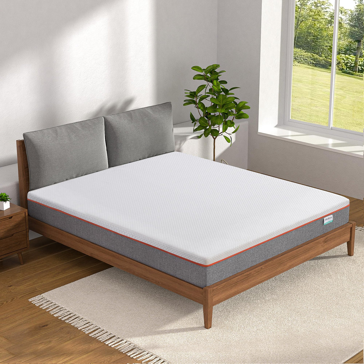 VECELO Charcoal Infused Memory Foam King Mattress 8 Inch, Medium Firm King Size Bed Mattress with Washable Cover for King Bed Frame, Pressure Relieve, Fresh Cooling Comfort VECELO