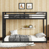 Bellemave Twin Over Twin Metal Bunk Beds for Kids/Adults,Heavy Duty Kids Floor Bunk Bed Twin Size,Noise Reduced Structure,Black Bellemave