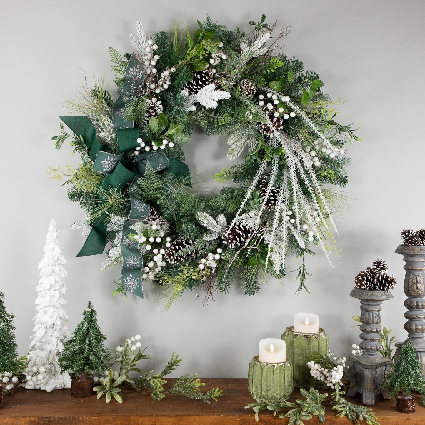 Northlight Real Touch™ Frosted Pinecones and Berries Christmas Wreath - 36" - Unlit