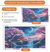 igoodom Large Diamond Painting, Large Cherry Blossoms Diamond Art Kits for Adults, Full Drill Round Big Diamond Painting, DIY Gem Art and Crafts for Home Wall Decor Gift 27.5 X 15.7inch igoodom