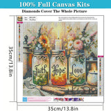 Wishing Bottle Diamond Art Kits for Adults,5D Faith,Hope,Love Full Round Drill Diamond Painting Kits for Adults Beginners,DIY Diamond Painting Gem Art Kits for Gift Home Wall Decor 14x14inch EIBEILI