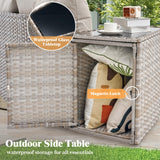 LUXOAK 9-Piece Wicker Patio Furniture Set with Swivel Rocking Chairs, Curved Sectional Sofa with Storage Table, All-Weather Outdoor Conversation Set with 6" Armrests, for Backyard/Garden/Deck LUXOAK