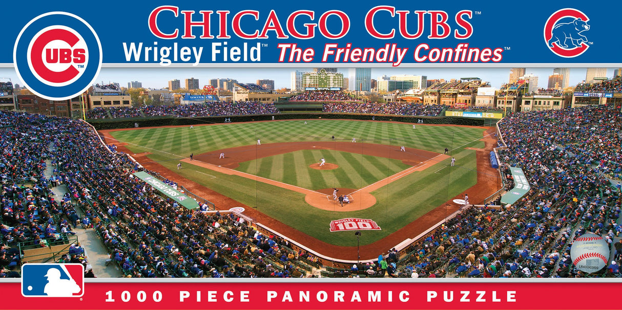 MasterPieces MLB Chicago Cubs Stadium Panoramic Jigsaw Puzzle, Wrigley Field, The Friendly Confines, 1000 Pieces Masterpieces