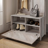 BELLEZE Entryway Hall Tree, Coat Rack, Storage Bench, 3-in-1 Design, Freestanding Shoe Rack - Hilo (Gray Wash) BELLEZE