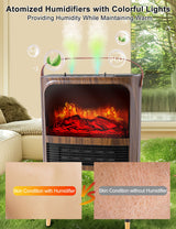 Electric Fireplace Heater with 3D Realistic Flame, Humidifier, Thermostat, Safety Protection, Remote Control, Timer, Electric Space Heater, 1500W/750W Portable Fireplace Heater for Indoor Use FOFOJÔY