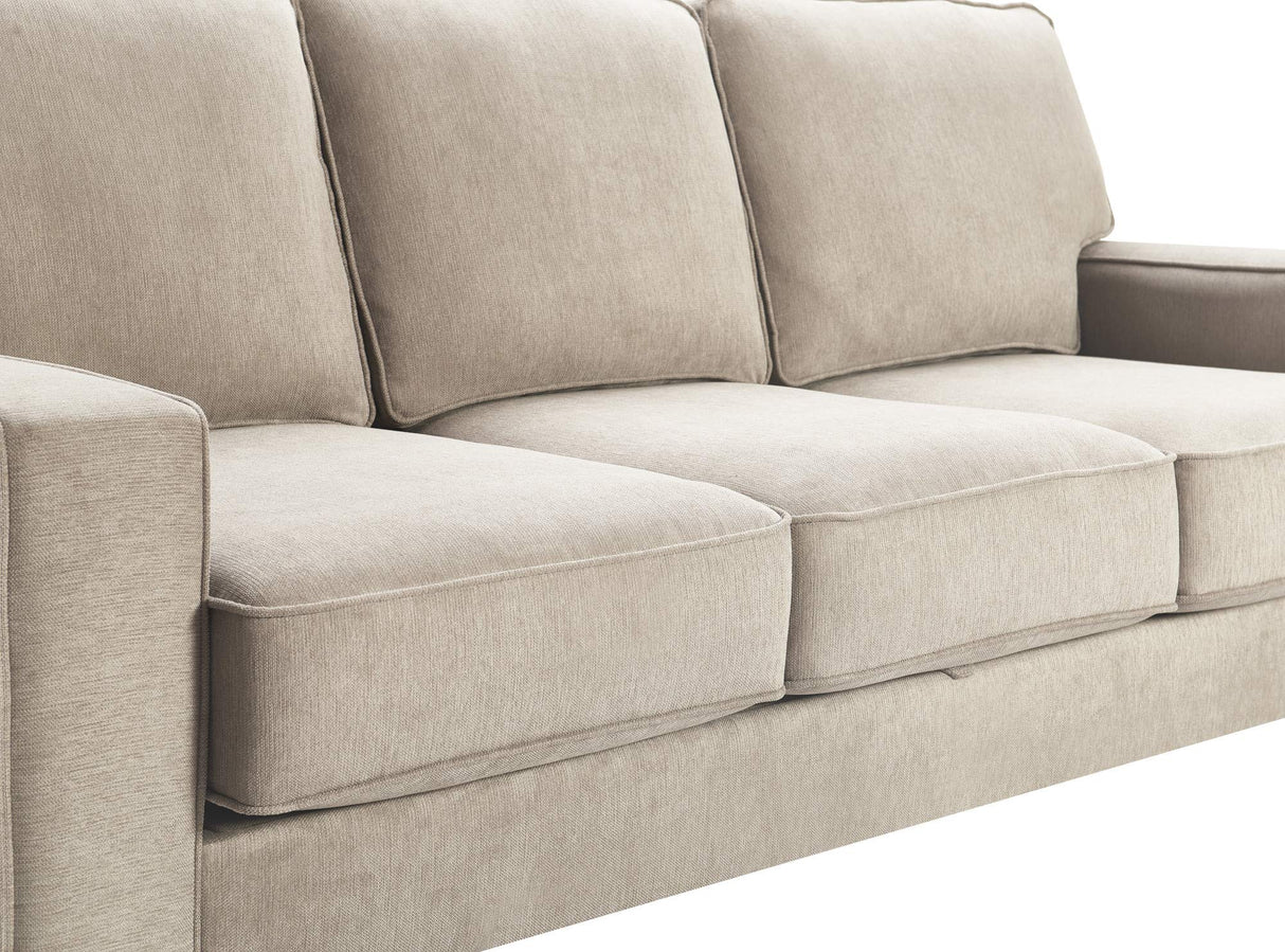 Serta Palisades Storage 1 Modern Design, Track Arms, Foam-Filled Cushions, Easy-to-Clean Fabric Upholstery, 77" Sofa, Soft Beige Serta