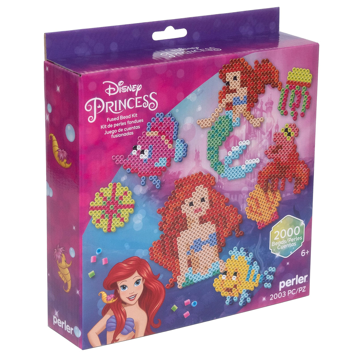 Perler Disney's The Little Mermaid Fused Bead Craft Activity Kit, Includes 9 Patterns, Finished Project Sizes Vary, Multicolor 2003 Pieces Perler