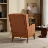 Setawix Fabric Accent Arm Chair,Solid Wood Upholstered Wingback Armchair,Armed Side Chair with Highback,Mid Century Modern Single Sofa Chair for Living Room,Bedroom,Office (Dark Orange, 1PC) Setawix
