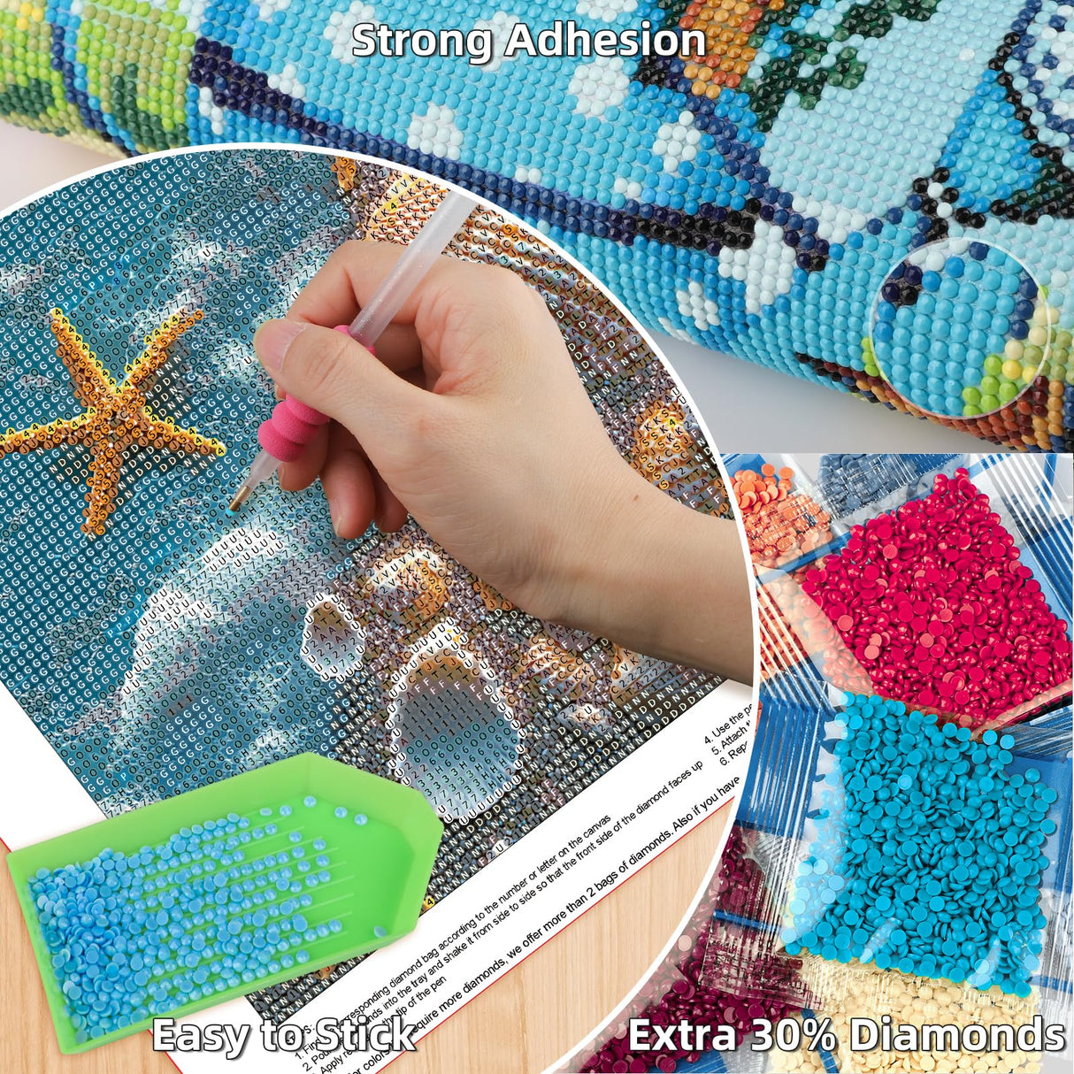 Lxmsja Seashells Diamond Art Kits for Adults, Beach Diamond Painting Kits for Beginners, 5D DIY Full Drill Gem Art Crafts for Adults, Home Wall Decor 12x16 inch Lxmsja