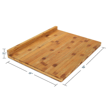 Camco Bamboo Cutting Board with Counter Edge | Perfect for Vegetables, Fruits, Meats, and Cheeses | Measures 18-inches x 14-inches x 1-3/4-inches (43545), Brown Camco