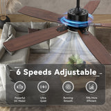 SUNMORY 52" Ceiling Fans with Lights, Smart Ceiling Fan with APP and Remote Control, Reversible DC Motor, Noiseless, Stepless Dimmable, Modern Ceiling Fan for Indoor/Outdoor Use, Black SUNMORY