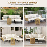 Yaheetech 3 Pieces L-Shaped Conversation Sofa Set, Outdoor Patio Furniture Set w/Detachable Lounger, Thick Cushions, Glass Side Table for Patio, Backyard, Porch, Garden Yaheetech