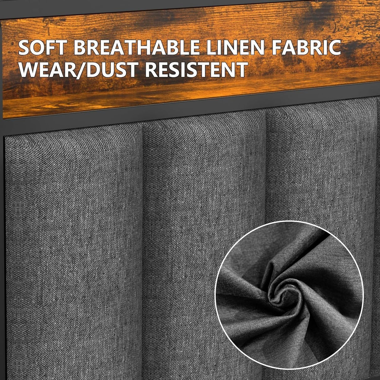 Queen Bed Frame, Storage Headboard with USB Ports & Charging Station, No Box Spring Needed, Noise-Free, Heavy Duty Metal Frame Support, Easy Assembly EasyCom