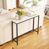 loglus Console Table for Entryway, Faux Marble MDF Sofa Table with Golden Frame (Single Layer, Black Frame) loglus