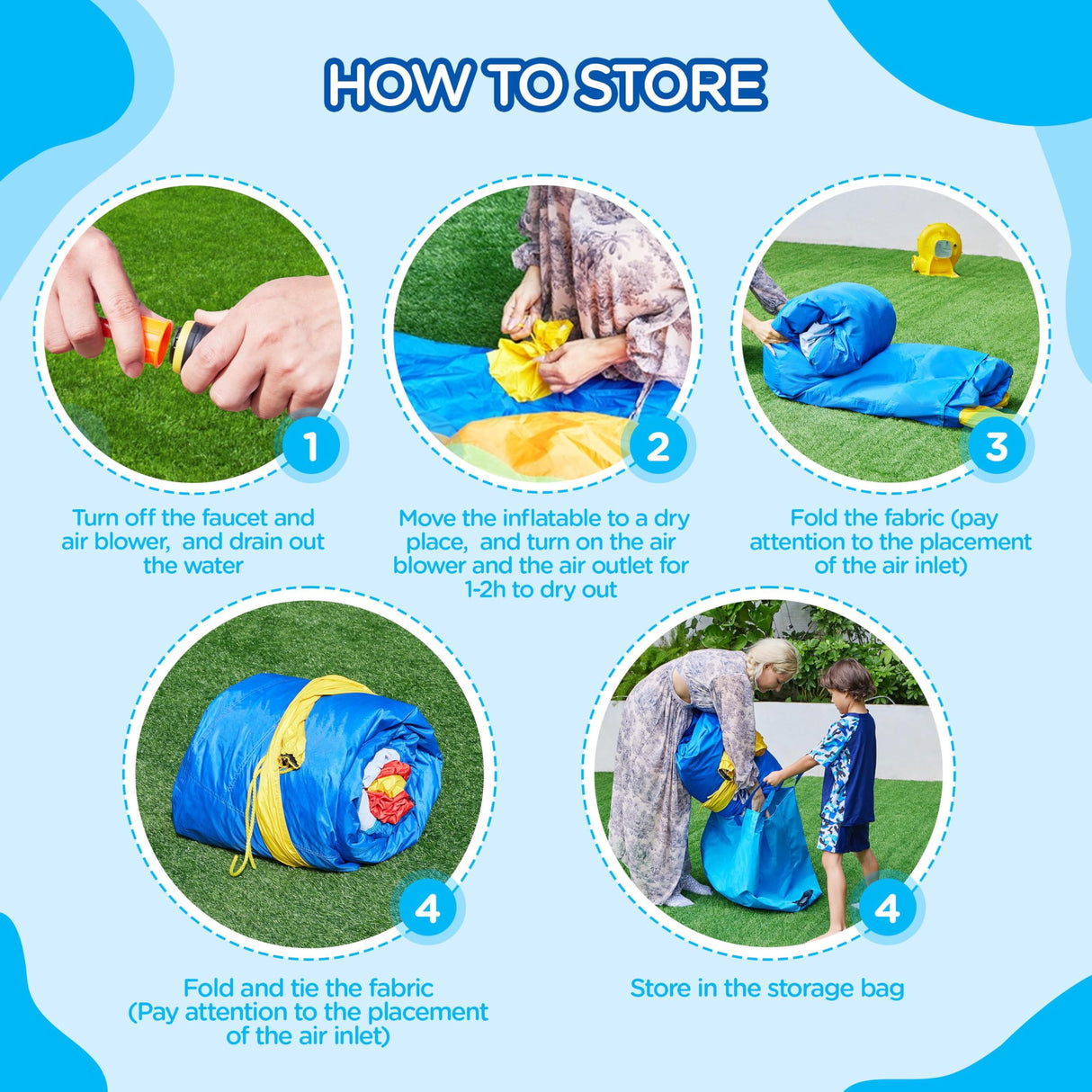 Yaheetech 10-in-1 Inflatable Bounce House w/Slide, Outdoor Water Slide w/Bouncer & Large Splash Pool for Kids Aged 3-10, Jumping Castle w/Storage Bag & 650W Blower Yaheetech