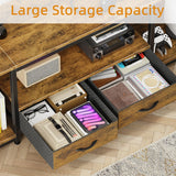 GYIIYUO LED TV Stand with Mount and Power Outlet & Fabric Drawers for 32-85 Inches TV - Entertainment Center and Corner Tv Stand for Living Room, Bedroom- 47" Rustic Brown (Max VESA 400mm × 600mm GYIIYUO