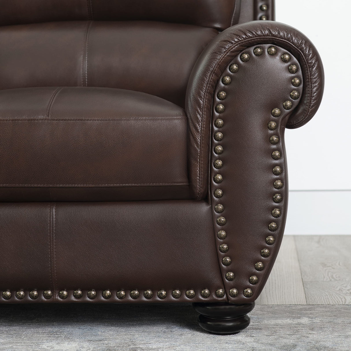 Abbyson Living Austin Leather Armchair - Traditional Design, Nailhead Trim, Brown Abbyson Living