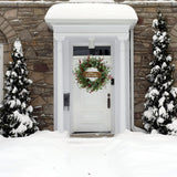 Christmas Wreath, Christmas Wreaths for Front Door,Artificial Christmas Wreath with Sparkling Leaves and Pine Needles are paired with Plump Pine and red Berries,Wreath for Indoor Wall Window Decor. Furisin