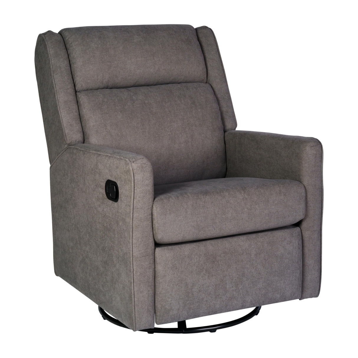 Merrick Lane Dara Manual Swivel Glider Rocking Recliner, 3 Position Recline, 360 Degree Swivel, 20 Inch Round Base, Dark Gray Merrick Lane