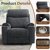 HAOMARKETS 2-Piece Electric Recliner Sofa Set with Charging Port, Include Single Power Reclining Chair and 3-Seater Reclining Sofa for Living Room, Dark Grey HAOMARKETS