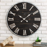 Glitzhome Oversized Rustic Farmhouse Wooden and Galvanized Decorative Large Wall Clock for Home Decor, 27.56", Black Glitzhome