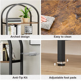 Homhedy 5-Tier Bookshelf Arched Display Racks, Wood and Metal Bookcase, Tall Bookshelf, Industrial Display Standing Shelf Unit, for Home Office, Living Room, Bedroom, Bathroom, Rustic Brown Homhedy