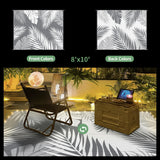 GENIMO Outdoor Rug 8' x 10' Waterproof for Patios Clearance, Reversible Outdoor Plastic Straw Camping Rug Carpet with LED String Light, Area Rugs Mats for RV, Camper, Deck, Balcony, Porch, Grey&White GENIMO