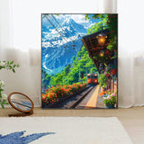 Yunruily Train Track Paint by Numbers Kit for Adults-Mountain Paint by Numbers Kits for Adults, Train Track Adult Paint by Number Kits on Canvas Perfect for Gifts Home Wall Decor(16x20inch) Yunruily